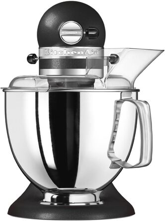 Кухонна машина KitchenAid Artisan: планетарний міксер з чашами з нержавіючої сталі 4.8 л та набором із 5 аксесуарів, чорний чавун