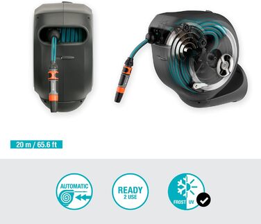 Gardena RollUp M 20 м: Шланг автоматичний настінний для поливу саду, з насадкою та комплектом з'єднань