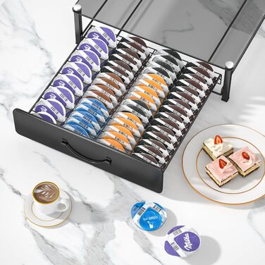 Тримач для капсул Tassimo на 64 шт, металевий органайзер для зберігання кавових капсул, штабельний диспенсер (прозоро-сірий)