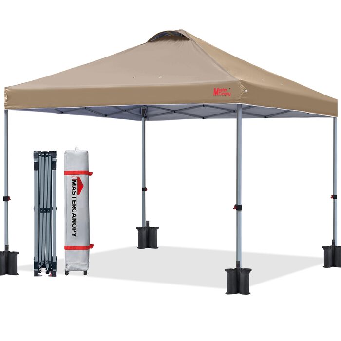 Тент шатер MasterCanopy Pop-up 3x3 м, швидкозбірний, з регулюванням висоти, UPF50+, водостійкий, з сумкою та пісочниками для кемпінгу, заходів, саду