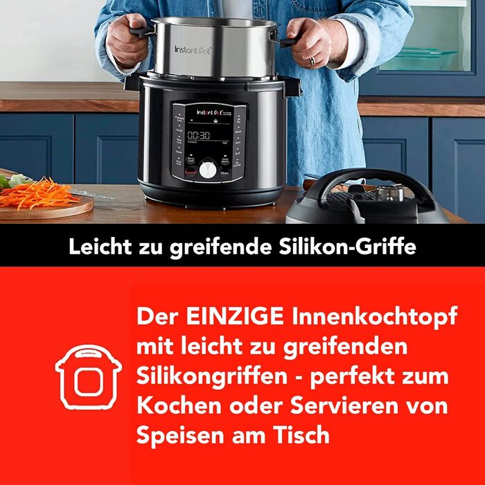 Електромультиварка Instant Pot Pro Crisp 11-в-1, 7.6 л, 1500 Вт, скороварка, аерофритюрниця, повільноварка, пароварка, гриль, дегідратор, sous-vide, чорна нержавіюча сталь