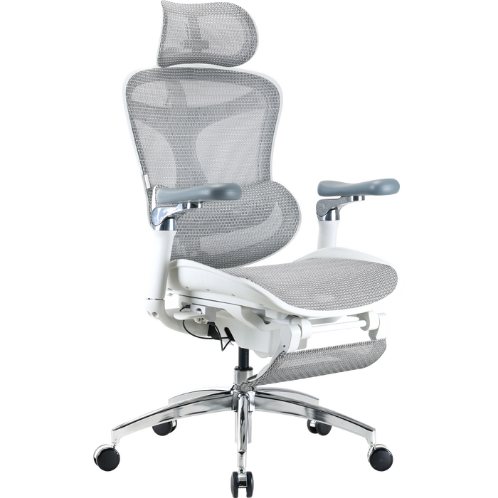 Крісло офісне з підставкою для ніг Sihoo DORO C300 Pro Mesh White with footrest