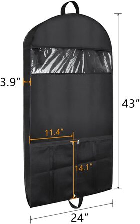 Преміум чохол для одягу Syeeiex 110x60x10 см, складаний, з сітчастими кишенями та прозорим вікном, дихаючий чохол для костюма і сукні на блискавці