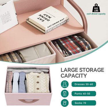YITAHOME комод для зберігання, 7 тканинних шухляд з ручками, рожевий