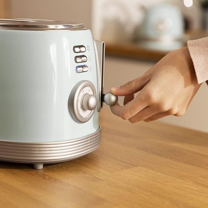 Тостер Cecotec Toast&Taste 800 Vintage Light: 850 Вт, 2 слоти, нержавіюча сталь, зелений/блакитний, 3 функції