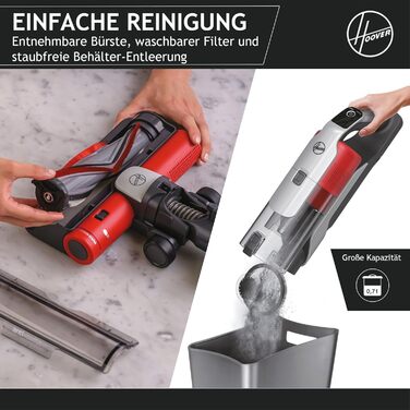 Бездротовий пилосос Hoover HF9 HOME з акумулятором, до 120 м², потужний, без мішка, антизаплутуюча насадка з LED-підсвіткою для всіх типів підлог