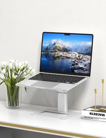 SOUNDANCE регульована підставка для ноутбука 10-17,3'' срібляста, ергономічний металевий тримач для столу, сумісний з ноутбуками та комп'ютерами