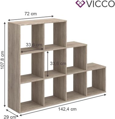 Стелаж Vicco Treppenregal, драбинчастий, дуб сонома, 142.2x107.8 см