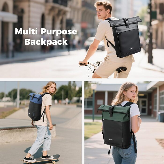 Водонепроникний рюкзак для ноутбука Rolltop (18-25 л), сірий, розмір L (30x13x48 см)