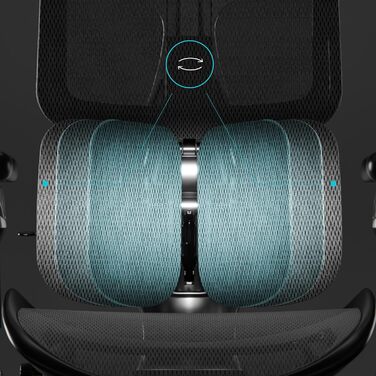 Офісне крісло Diablo Brave V-Kinetic, ергономічне, з підставкою для ніг, 5D підлокітниками, сітчастою спинкою, підтримкою попереку, регульоване, до 120 кг, чорне, 126x70x70 см