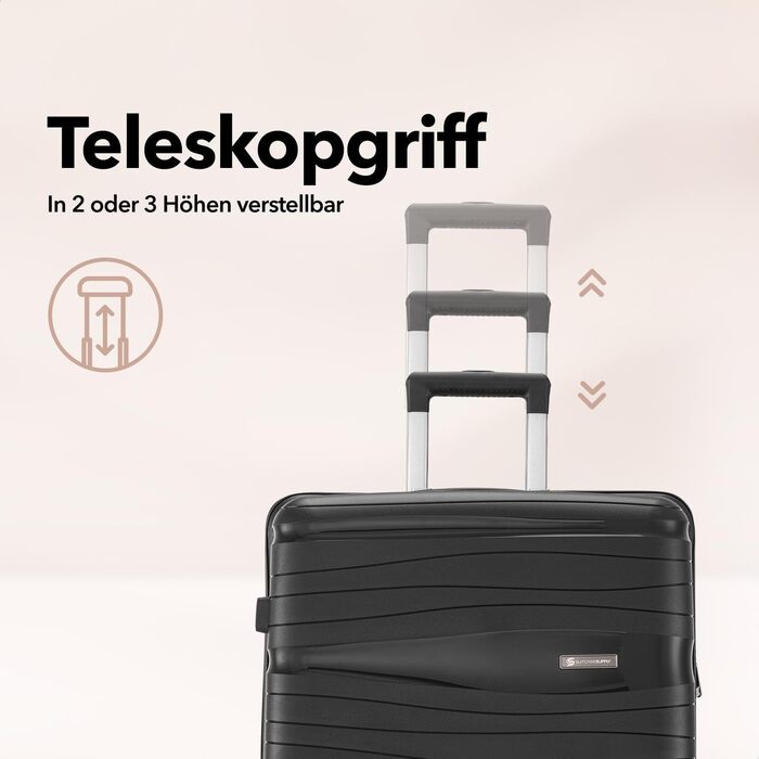 Набір валіз Travel One 4 шт. чорного кольору - полікарбонатний валізу-кейc 32/60/98л, кодовий замок, колеса 360°