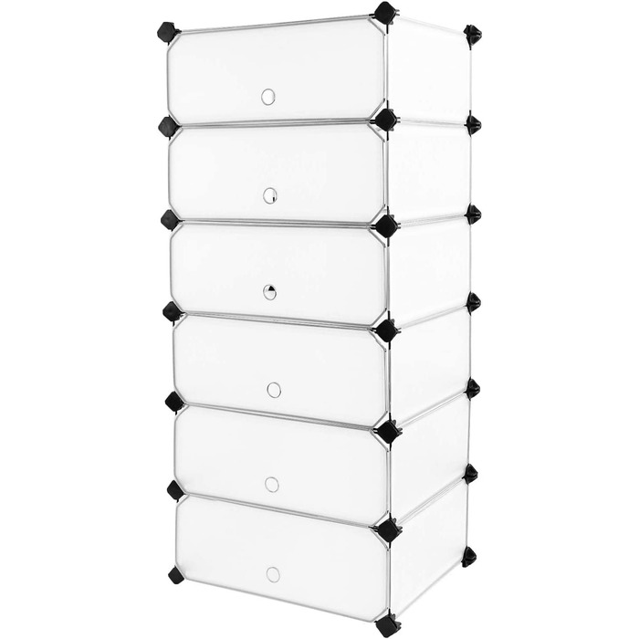SONGMICS модульний стелаж для взуття з пластику та металу, 12 секцій, 83 x 31 x 105 см, чорний, органайзер для зберігання взуття, шафа для одягу