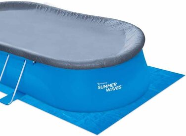 Овальний басейн Summer Waves Quick Up 457x305x107 см, синій, комплект для саду з фільтром, драбинкою, підстилкою та тентом