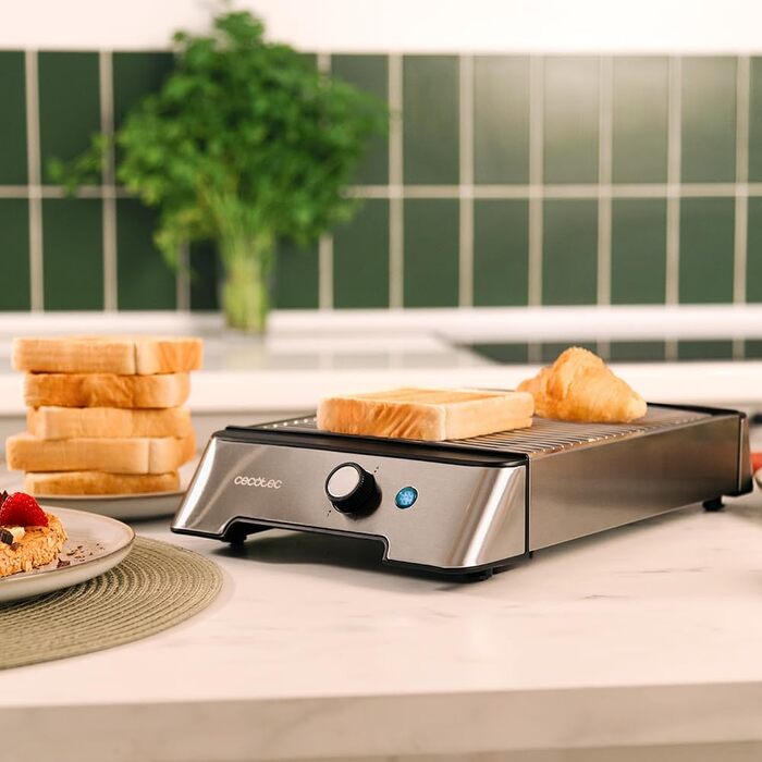 Тостер Cecotec NiceSlice Inox - Плавкий тостер з 3 режимами, 1000 Вт, для хліба та випічки, нержавіюча сталь, 6 рівнів підсмажування