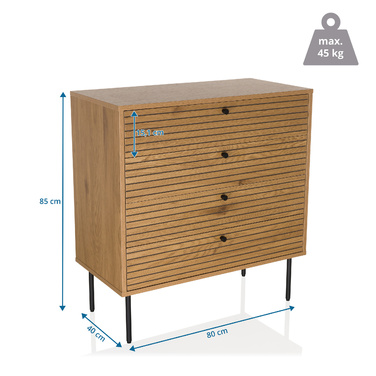 Комод LINNO K 80x40x85 см 4 шухляди дуб hjh LIVING