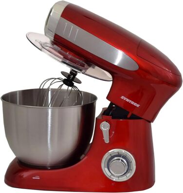Кухонна машина Syntrox Deluxe 1300 Вт, міксер і м’ясорубка, багатофункціональний кухонний комбайн з насадками, червоний