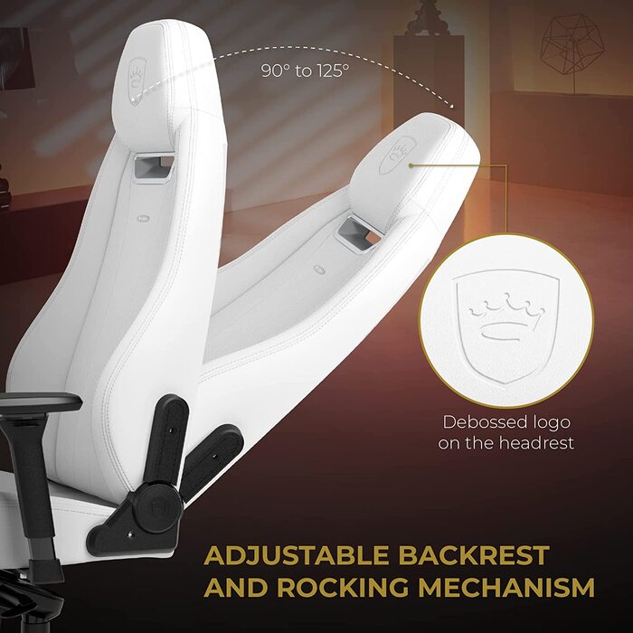 Ігрове крісло noblechairs Legend, біле, екошкіра, 4D підлокітники, до 150 кг