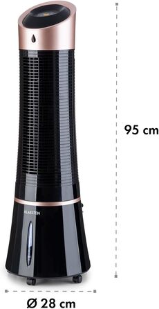 Мобільний охолоджувач повітря Klarstein Skyscraper Ice 5-в-1: водяне охолодження, зволожувач, вентилятор, очищувач, нічний режим, 6 л, 45 Вт, 180 м³/год, чорний