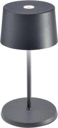 Zafferano Olivia Mini – портативна акумуляторна настільна лампа з димером, сенсорним керуванням, 2700-3000K, 22 см, темно-сіра, для вітальні та вулиці