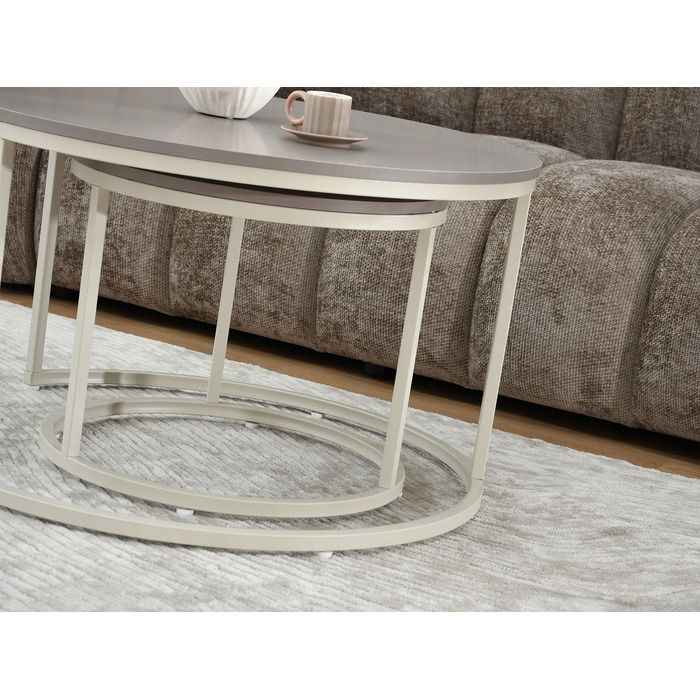 Круглий кавовий столик Mebel-Partner, 80 x 80 x 48,5 см, кремовий, відтінки бежевого