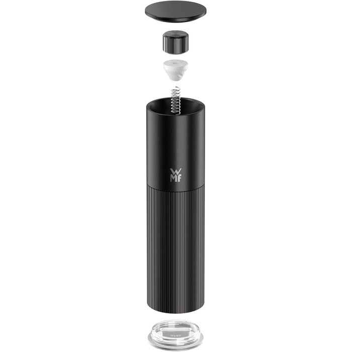 Млинок для спецій WMF Signature Pro (сіль та перець) з керамічним жерновами, регулюванням помолу та магнітною кришкою, нержавіюча сталь, чорний