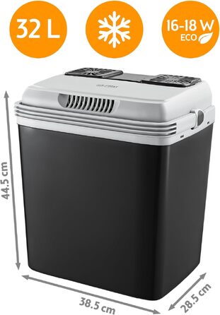 Автомобільний холодильник First Austria 32л, 230V/12V/USB-C PD 3.0, чорно-сірий - мобільний міні-бар для авто та кемпінгу