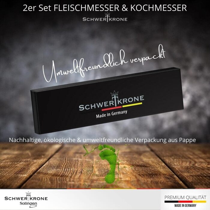 Ніж кухарський Schwertkrone з ручкою з горіхового дерева, 20 см, Made in Germany (набір)