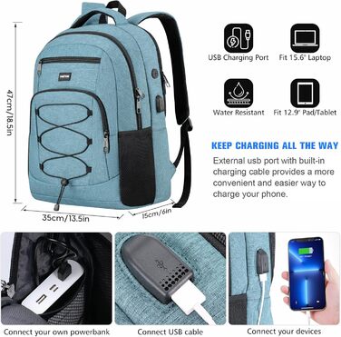 Рюкзак YAMTION для підлітків і студентів, шкільний рюкзак з USB, 15.6
