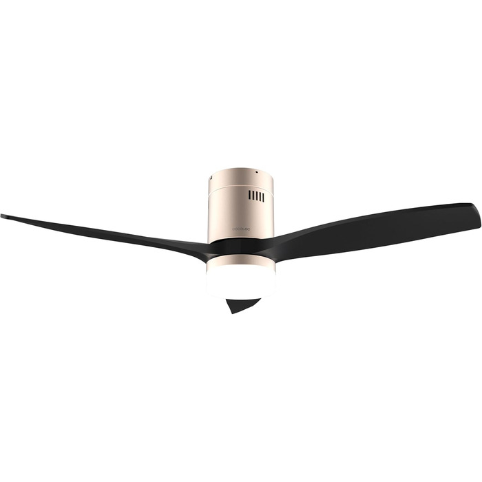 Стельовий вентилятор Cecotec Aero 5600 WiFi з підсвічуванням, 52 дюйми, 40 Вт, пульт, IP44, Зима/Літо, Таймер (Золотий/Чорний)