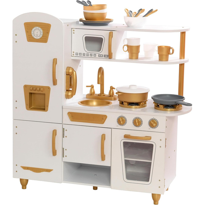 Дерев'яна дитяча кухня KidKraft Vintage White з аксесуарами та іграшковим телефоном, 53445 - Ексклюзивно в Amazon