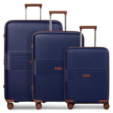 Набір валіз Eco Edition (3 шт.) розширювані, синій (Navy) - полікарбонат, TSA-замок, 4 колеса, для жінок та чоловіків