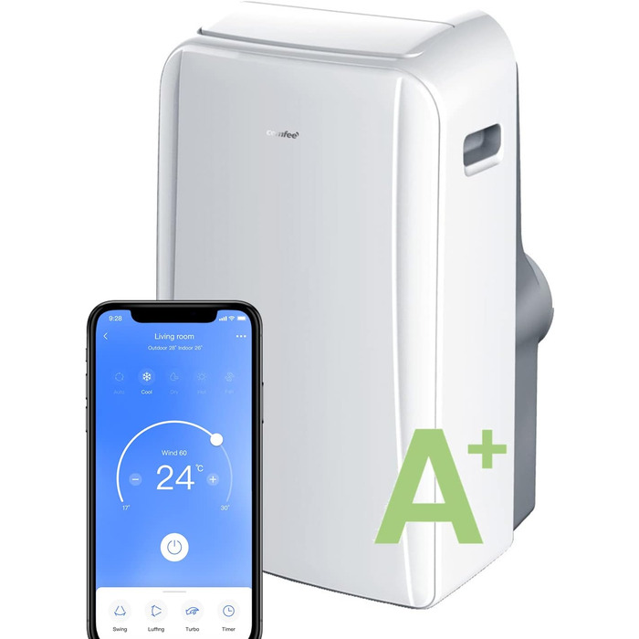 Мобільний кондиціонер Comfee MPPHA-05CRN7, 1,4 кВт, 5000 BTU, охолодження, вентиляція, осушення, для приміщень до 18 м², з гнучким повітроводом