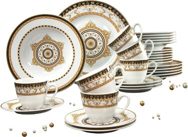 Набір посуду Creatable Majestosa, 30 предметів, порцеляна, чорний, багатобарвний, 38x30x35 см