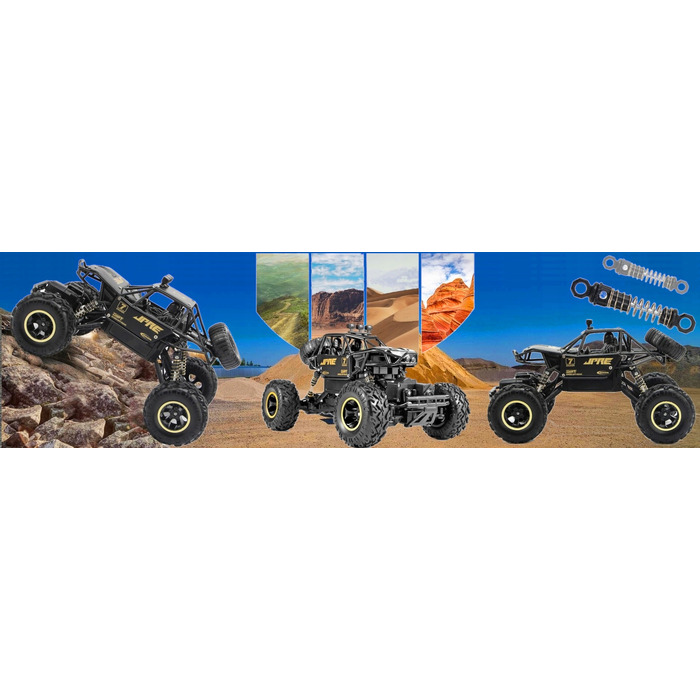 Радіокерована позашляхова машина TradeBaazar 4x4, чорна, масштаб 1:16, швидкість 15 км/год