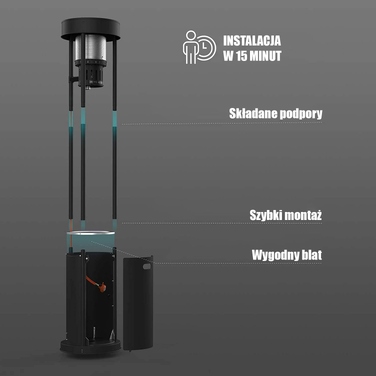 Газовий обігрівач-парасолька для тераси Terra Hiker, інфрачервоний промінник