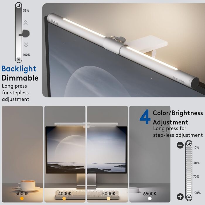 LED лампа для монітора Quntis 40см з підсвічуванням, регульована, захист очей, для офісу та дому