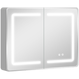 Дзеркальна шафа у ванну кімнату з LED-підсвіткою, 60 x 80 см, з функцією антизапотівання та 3-рівневим диммуванням