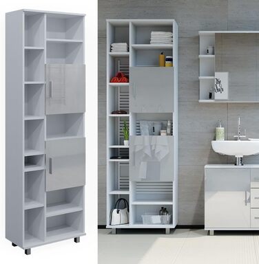 Шафа для ванної Vicco Ilias, білий глянець, 60x190 см