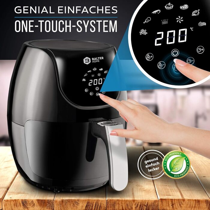 Аерофритюрниця Balter Airfryer XXL 5,5 л з вікном перегляду, 12 програм, багатофункціональна фритюрниця без олії, HL-551T