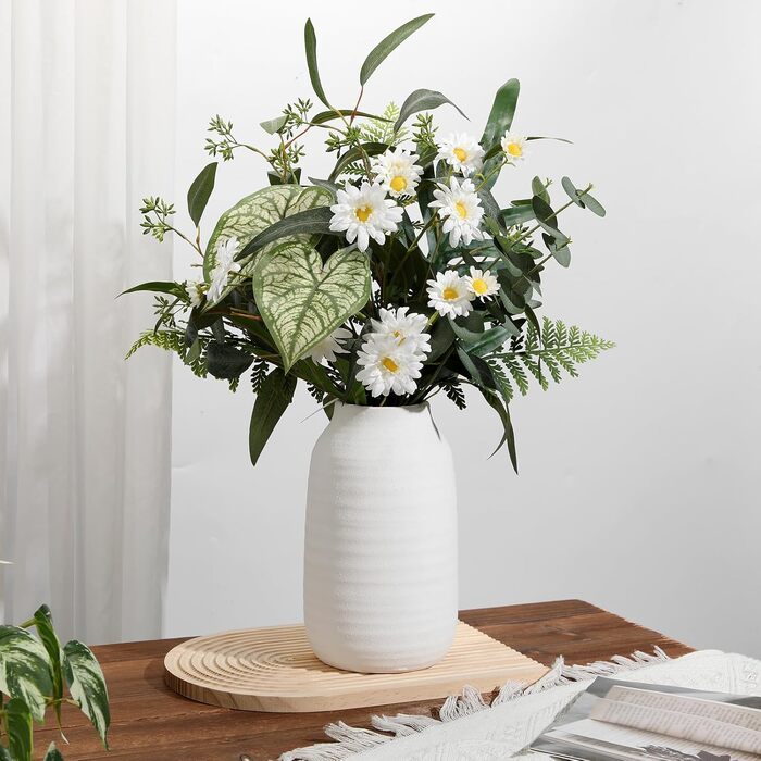 Декоративна ваза для квітів Keramik Rund, біла, 24.5x13 см, стиль Shabby Chic