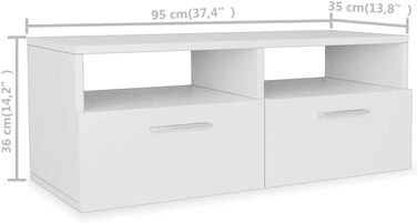 Тумба для телевізора vidaXL з 2 полицями та 2 шафками, дуб, 95x35x36 см, меблі для вітальні з ДСП