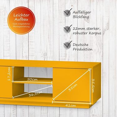 ТВ-тумба Aileenstore Eyecatcher в дерев'яному стилі, 2 двері, 2 відділення, помаранчева, комод для вітальні, підставка під телевізор