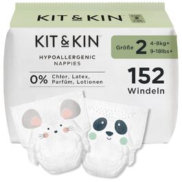 Преміум підгузки для новонароджених Kit & Kin, розмір 1 (2-5 кг), гіпоалергенні та веганські, 152 шт