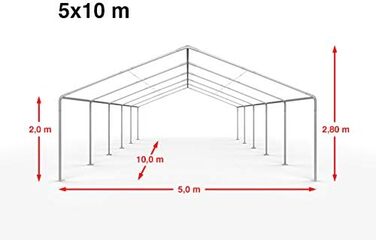 Преміум намет для вечірок TOOLPORT 5x10 м, водонепроникний павільйон з ПЕ тентом 450 N, садовий фест-зал, біло-сірий