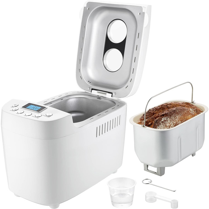 Хлібопічка UNOLD 68520 BACKMEISTER Big White, 1500 г, 15 програм, для безглютенового хліба, таймер, функція підігріву, LCD дисплей, біла