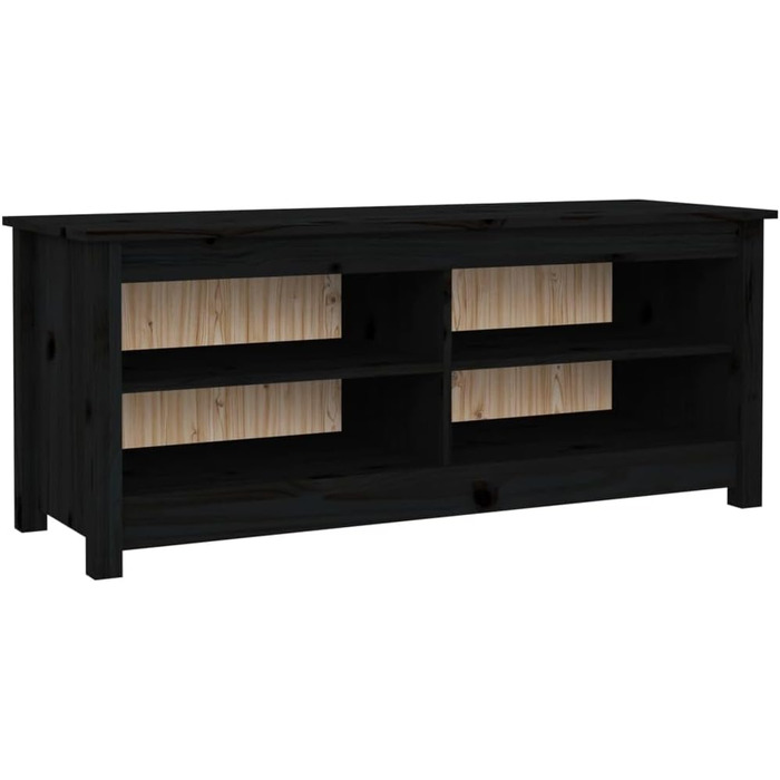 Стійка для взуття vidaXL з сидінням, чорна, масив сосни, 110x38x45.5 см, для коридору та передпокою, з великим місцем для зберігання
