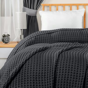 Комплект вафельних ковдр Utopia Bedding з 100% бавовни, літні легкі ковдри (4 шт.), 228x228 см, антрацит