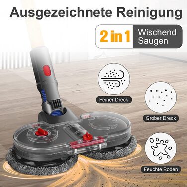 Електрична насадка для миття підлоги RUKHOOL для пилососів Dyson V7/V8/V10/V11/V15 з 8 серветками та резервуаром для води