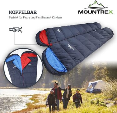 Спальний мішок MOUNTREX ультралегкий 760г, компактний, літній, для кемпінгу, подорожей, фестивалів, мумія, теплий, темно-синій, з'єднуваний, ліва блискавка