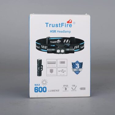 Налобний ліхтар TrustFire H5R, 600 лм, LED, водонепроникний, акумуляторний, для бігу, 5 режимів, з ремінцем